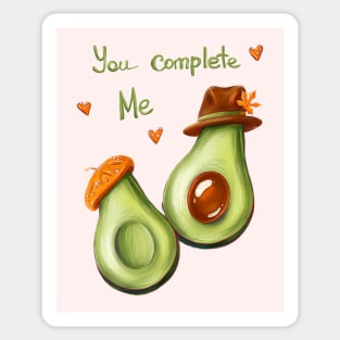 Avocado time. you complete me. Couple Sticker